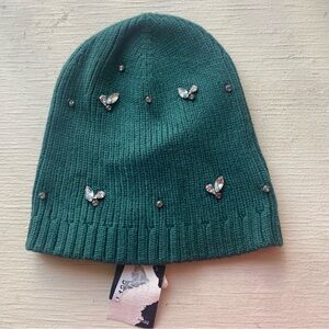 INC International Concepts Green Beanie with Embellishments